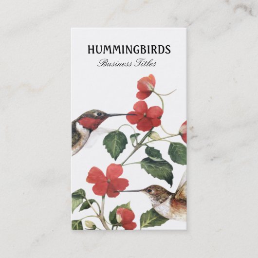 Sweet  Floral Hummingbird Paar Visitekaartje (Voorkant)