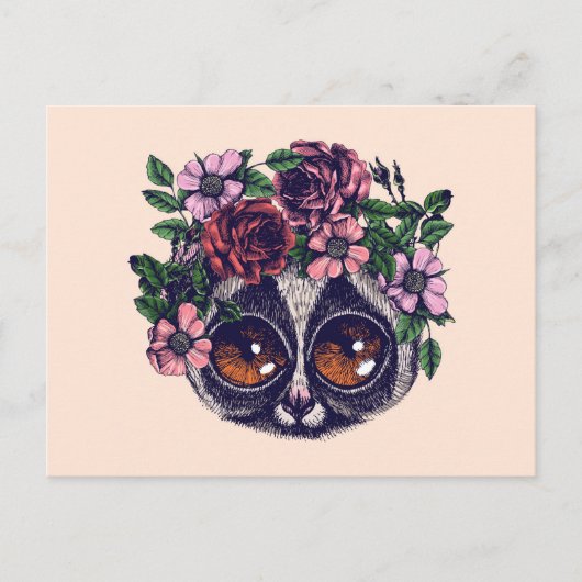 Sweet Floral Lemur Briefkaart (Voorkant)