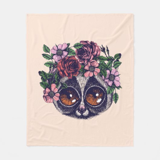 Sweet Floral Lemur Fleece Deken (Voorkant)
