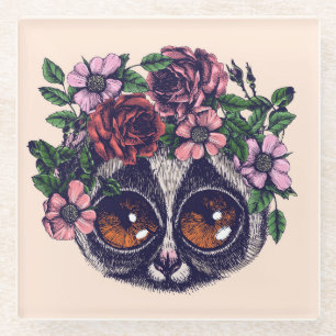Sweet Floral Lemur Glazen Onderzetter