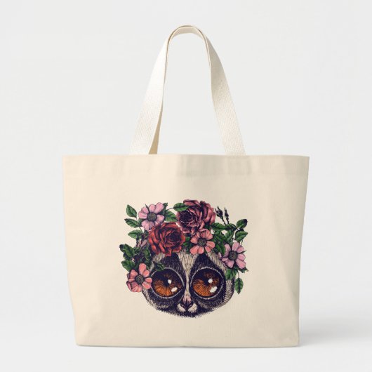 Sweet Floral Lemur Grote Tote Bag (Voorkant)