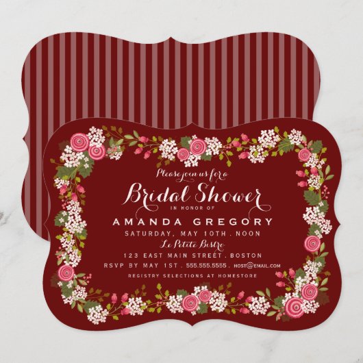 Sweet Floral Marsala Bridal Shower Kaart (Voorkant / Achterkant)