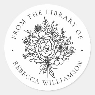 Sweet Floral Modern Uit de bibliotheek van Bookpla Ronde Sticker