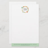 Sweet Floral Monogram Stationery Briefpapier (Voorkant / Achterkant)