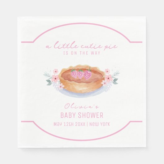 Sweet Floral Pie Raspberry Baby shower Servet (Voorkant)