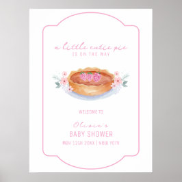 Sweet Floral Pie Raspberry Baby shower Welkom Poster