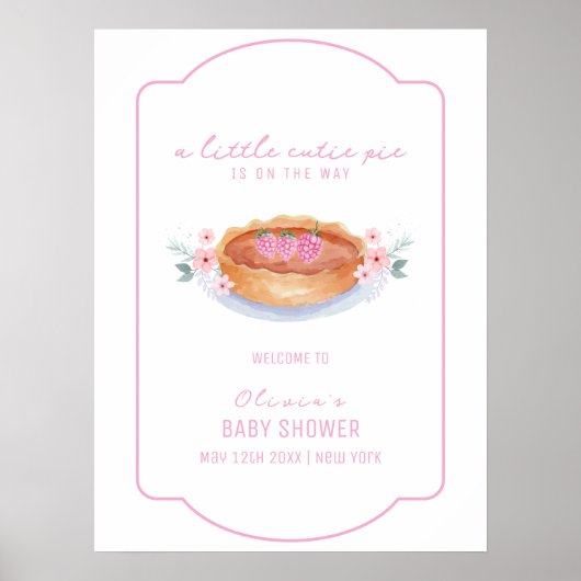 Sweet Floral Pie Raspberry Baby shower Welkom Poster (Voorkant)