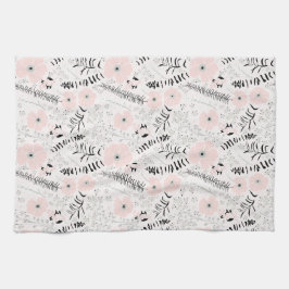Sweet Floral Pink Black Whimsical PatternFlowers Theedoek