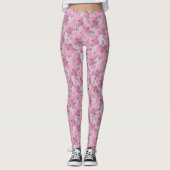 Sweet Floral Pink Garden Flower Pattern Leggings (Voorkant)