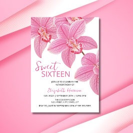 Sweet Floral Pink Orchid 16e verjaardag Kaart