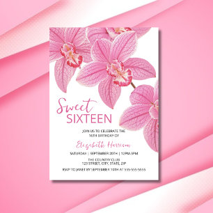 Sweet Floral Pink Orchid 16e verjaardag Kaart