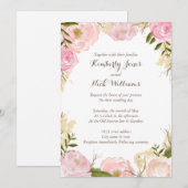 Sweet Floral Roos krans bruiloft uitnodiging (Voorkant / Achterkant)