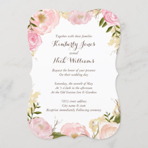 Sweet Floral Roos Wreath Wedding Invite Kaart