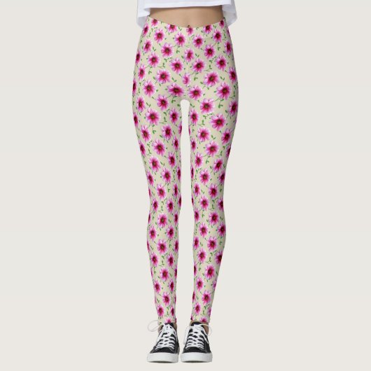 Sweet Floral Roze Tuin Bloem Patroon Leggings (Voorkant)