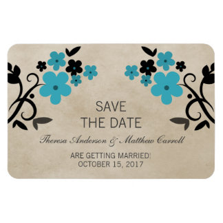 Sweet  Floral Save the Date Magnet, Aqua Magneet