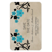 Sweet  Floral Save the Date Magnet, Aqua Magneet (Verticaal)