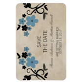 Sweet  Floral Save the Date Magnet, Blue Magneet (Verticaal)