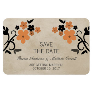 Sweet  Floral Save the Date Magnet, Oranje Magneet