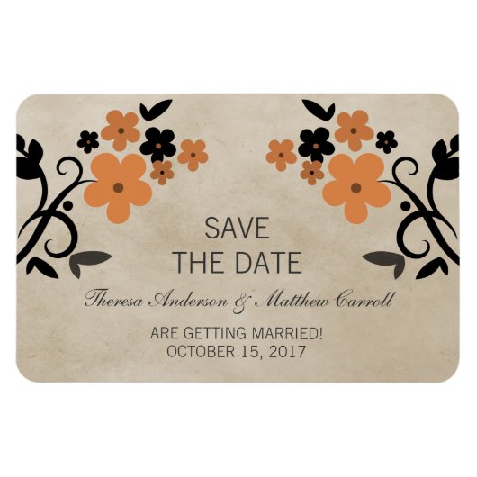 Sweet  Floral Save the Date Magnet, Oranje Magneet (Horizontaal)