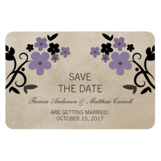 Sweet  Floral Save the Date Magnet, Paars Magneet