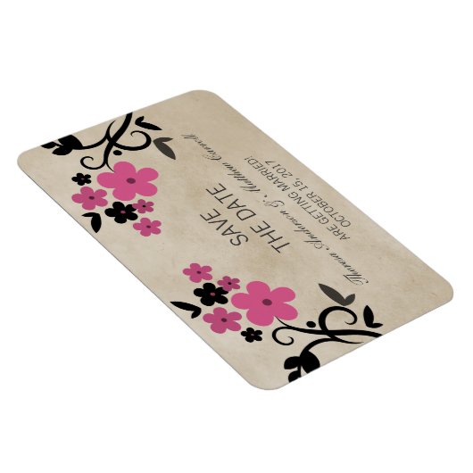 Sweet  Floral Sparen de Datum Magnet, Roze Magneet (Rechterzijde)