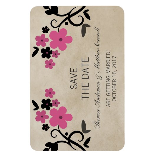 Sweet  Floral Sparen de Datum Magnet, Roze Magneet (Verticaal)