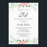 Sweet Floral Sparkle Confetti 21st Birthday Party Kaart<br><div class="desc">griepvaccinaties in de Little Bayleigh Store.</div>