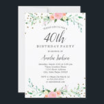 Sweet Floral Sparkle Confetti 40th Birthday Party Kaart<br><div class="desc">griepvaccinaties in de Little Bayleigh Store.</div>