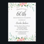 Sweet Floral Sparkle Confetti 60th Birthday Party Kaart<br><div class="desc">griepvaccinaties in de Little Bayleigh Store.</div>