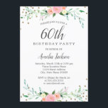 Sweet Floral Sparkle Confetti 60th Birthday Party Kaart<br><div class="desc">griepvaccinaties in de Little Bayleigh Store.</div>