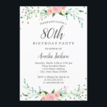 Sweet Floral Sparkle Confetti 80th Birthday Party Kaart<br><div class="desc">griepvaccinaties in de Little Bayleigh Store.</div>
