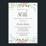 Sweet Floral Sparkle Confetti 80th Birthday Party Kaart<br><div class="desc">griepvaccinaties in de Little Bayleigh Store.</div>