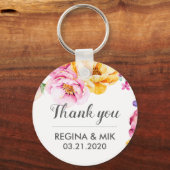 Sweet Floral Spring Weddenschap Bedankt Sleutelhanger (Voorkant)