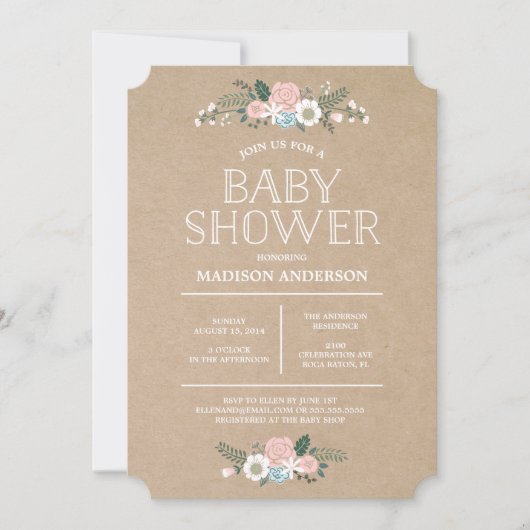 Sweet Floral | Uitnodiging tot Baby shower (Voorkant)