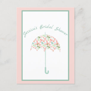 Sweet Floral Umbrella Bridal Shower Briefkaart