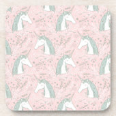 Sweet Floral Unicorn Pattern Bier Onderzetter (Voorkant)