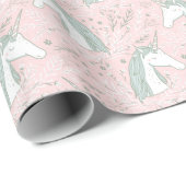 Sweet Floral Unicorn Pattern Cadeaupapier (Rol Hoek)