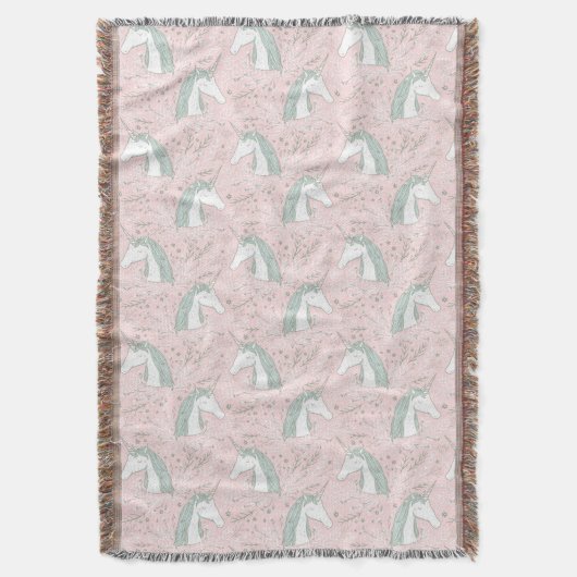 Sweet Floral Unicorn Pattern Deken (Voorkant Verticaal)
