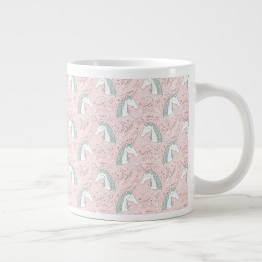 Sweet Floral Unicorn Pattern Grote Koffiekop (Rechts)