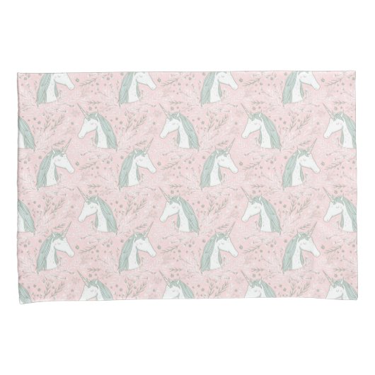 Sweet Floral Unicorn Pattern Kussensloop (Voorkant-Rechts)