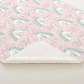 Sweet Floral Unicorn Pattern Sherpa Deken (3/4)