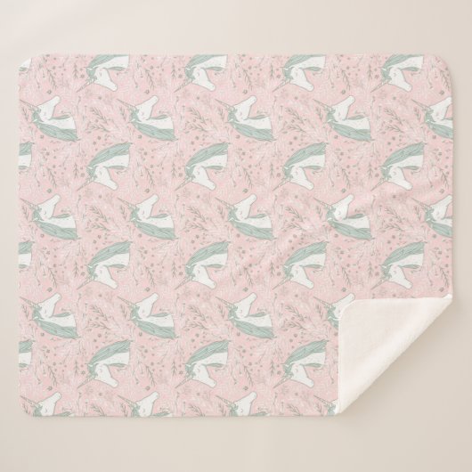Sweet Floral Unicorn Pattern Sherpa Deken (Voorkant (horizontaal))