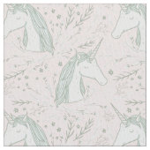 Sweet Floral Unicorn Pattern Stof (Close Up)