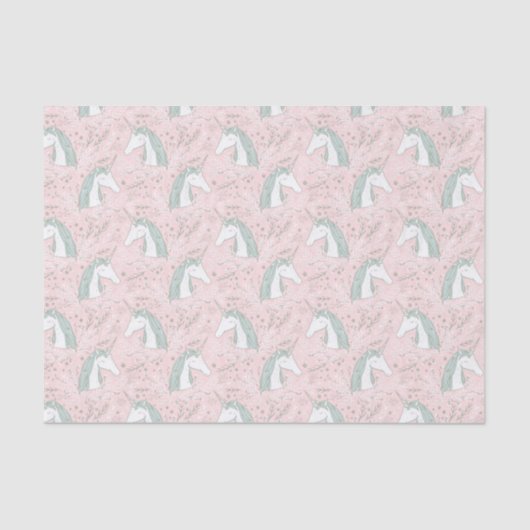 Sweet Floral Unicorn Pattern Tissuepapier (Voorkant)