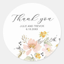 Sweet Floral Waterverf Wedding Dank je Sticker