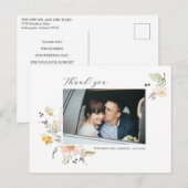 Sweet Floral Weddenschap Foto Dank je Briefkaart (Voorkant / Achterkant)