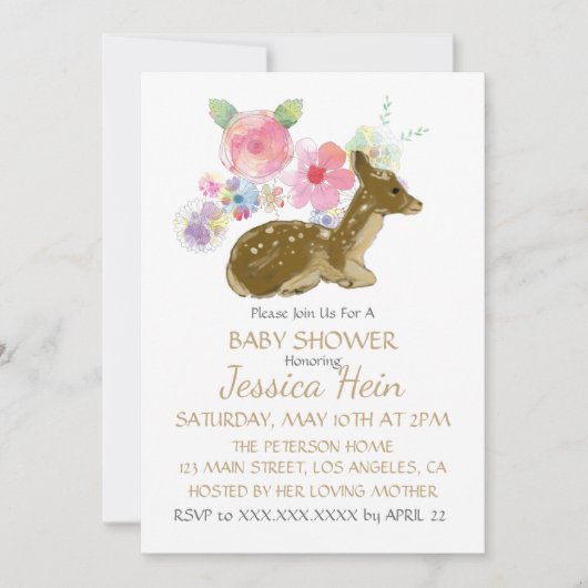 Sweet Floral Woodland Boho Baby shower Kaart (Voorkant)