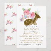 Sweet Floral Woodland Boho Baby shower Kaart (Voorkant / Achterkant)