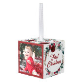 Sweet Floral Wreath Baby's eerste kerstfoto Decoratie (Achter hoekig)