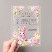 Sweet Flower Bunny Rabbit Easter Egg Hunt Lunch Acryl Uitnodigingen (Insitu (Draagbaar))